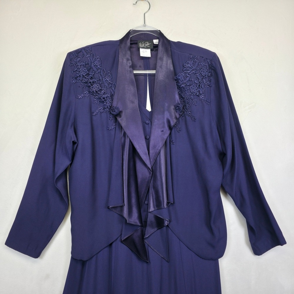 Vintage Wild Rose Dress Set Womens 16 Evening Mother of the Bride 2 Piece - Picture 14 of 16